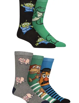 Mens and Women's 5 Pair SOCKSHOP Toy Story Slinky, Mr Potato Head, Rex, Ham and the Aliens Socks Multi 4-8 Women's - Multi Coloured - Size: Small - Film & TV Characters - FashionsVida