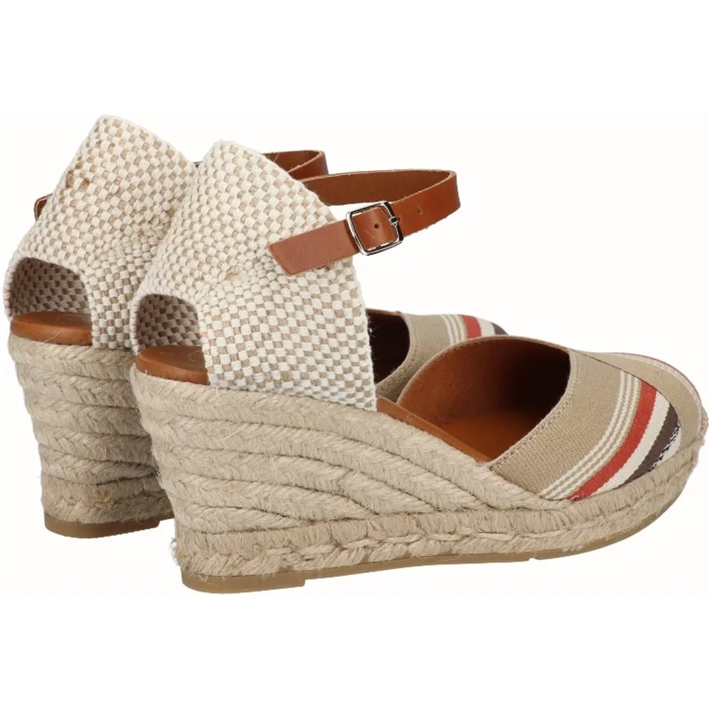 Alpargatas de cuña de mujer de algodón de rayas - Viguera - FashionsVida