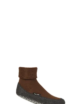 Mens 1 Pair Falke Cosyshoe Virgin Wool Home Socks Deer 10-11 Mens - Brown - Size: 10-11 Mens - SockShop - FashionsVida