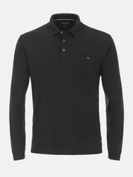 Poloshirt mit Melierten Muster Schwarz 3XL
