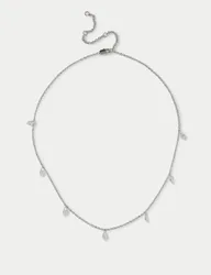 Platinum Plated Droplet Necklace Silver female
