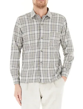 QB24 Camicia a quadri AVORIO M - QB24 - FashionsVida