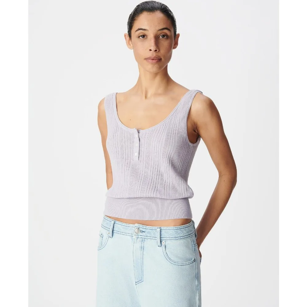 Top de punto de mujer sin mangas con botones - IKKS - FashionsVida