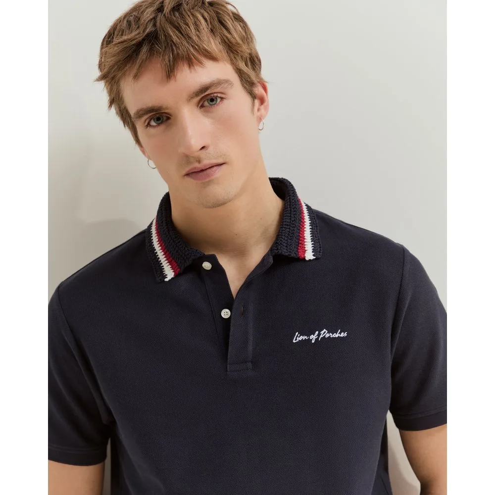 Polo de manga corta de hombre en algodón - Lion of Porches - FashionsVida