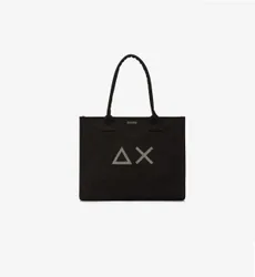 Shopping bag Donna Cali grande in tela di cotone nero