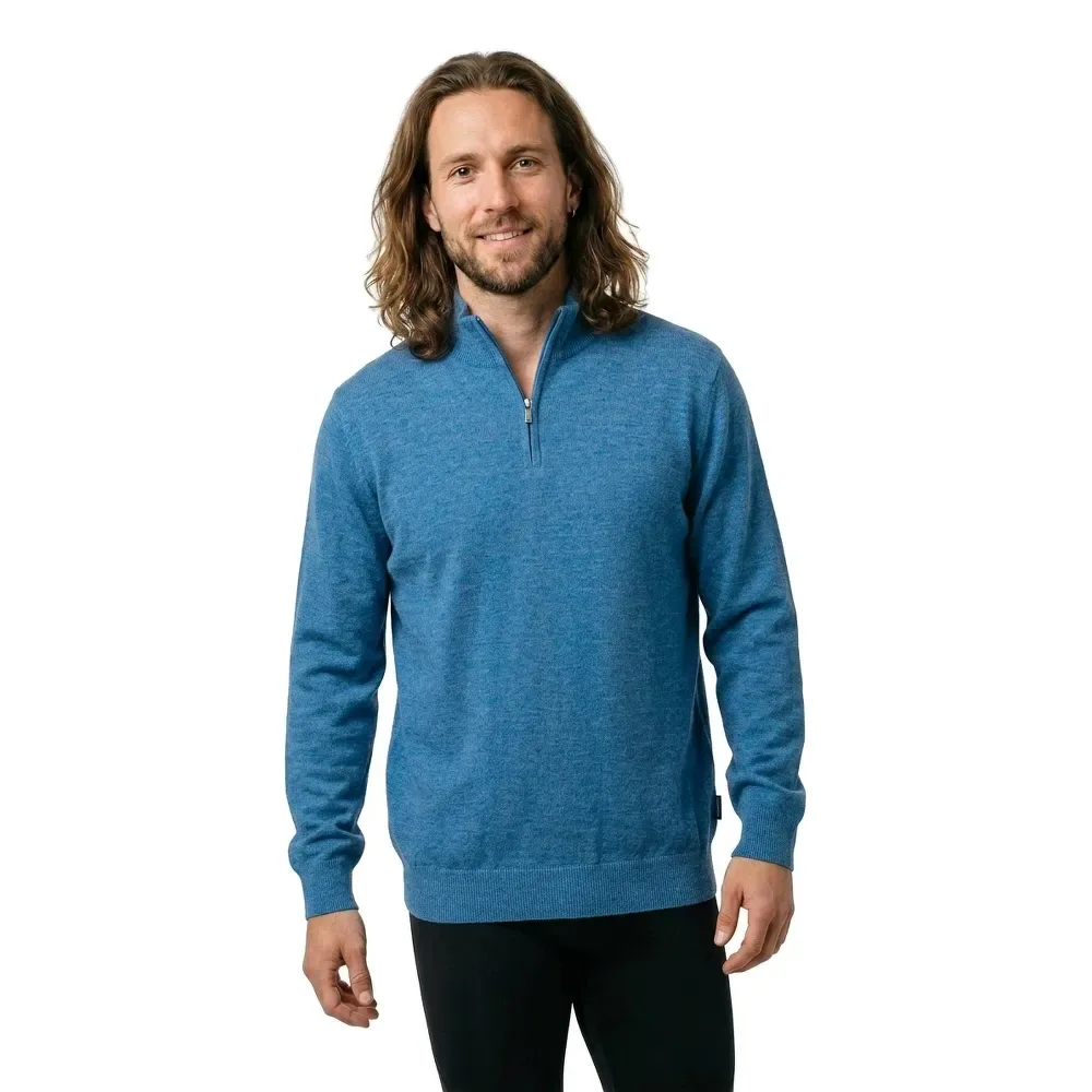 FaÇonnable Maglione Con Mezza Zip Merino Dark Denim Blue L - Façonnable - FashionsVida
