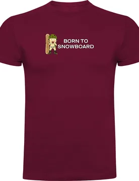 T-shirt à Manches Courtes Born To Snowboard Dark Red 3XL - Kruskis - FashionsVida