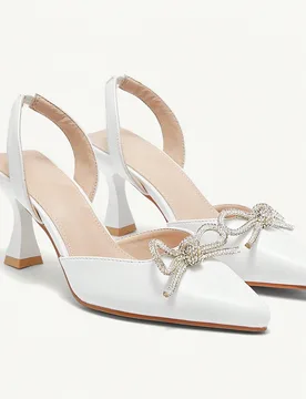 Zapatos de tacón alto con puntera puntiaguda, hebilla con lazo de strass y correa de tobillo. Zapatos de moda para mujer para ir al trabajo, citas, f - Shein - FashionsVida