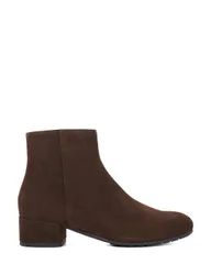 Suede Block Heel Round Toe Ankle Boots Brown female