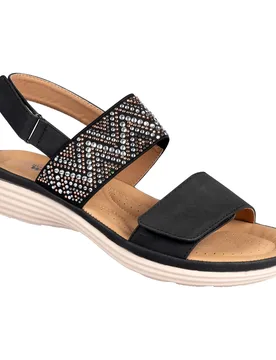 Klett-Stretchsandalette „Saskia“ schwarz 37 Damen - wonderwalk - FashionsVida