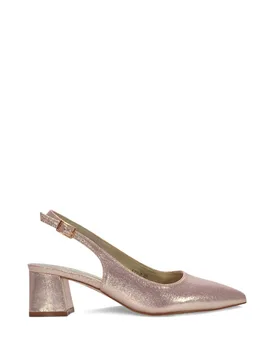 Women's 'Virelai' Shimmer Low Block Heels With Slingback in Rose Gold Size: 5 - Rose Gold - Size: 5 - XY London - FashionsVida