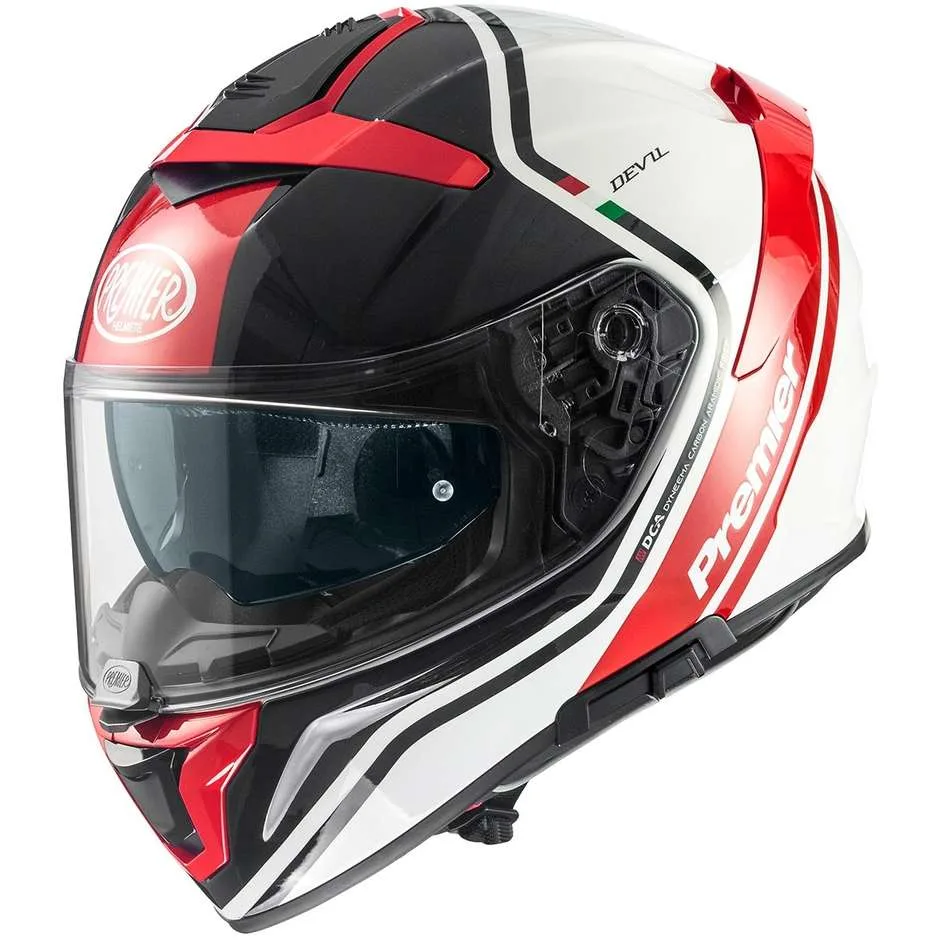 Casco Moto Integrale DEVIL PH2 Bianco Rosso taglia M - Premier - FashionsVida