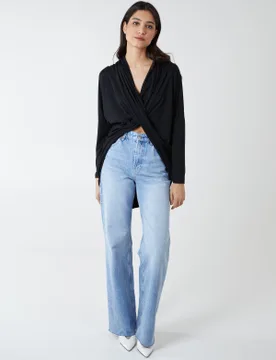 Asymmetric Drape Front Top - ONE / BLACK - female - Blue Vanilla - FashionsVida
