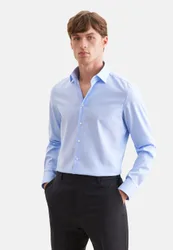 Shaped Business Hemd Uni Blau 42