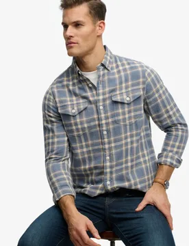 Superdry Herren The Merchant Store - Kariertes Hemd Blue - Größe: XL - 74.99 - FashionsVida