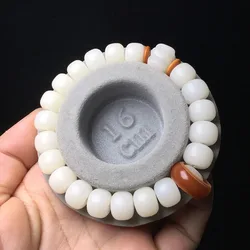 Minimalist white jade seeds, single-loop bracelet with bodhi root pumpkin beads and weathered run