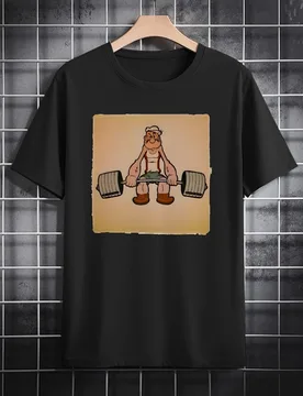 Humorous Weightlifting Character Design-100% cotton summer O-neck short sleeve casual printed men's T-shirt - Aliexpress - FashionsVida