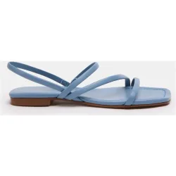 Sandalias planas de mujer de piel con tiras