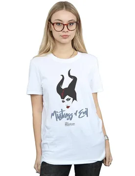Women's Maleficent Mistress Of Evil Cotton Boyfriend T-Shirt in White Size: Small - White - Size: S - Disney - FashionsVida