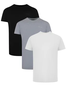 Mens Tri-Pack Tonal Classic Logo Black, White And Grey T-Shirts - Palm Angels - FashionsVida
