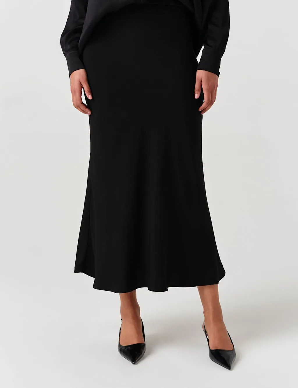 Crepe Midi Slip Skirt Black female - GHOST - FashionsVida