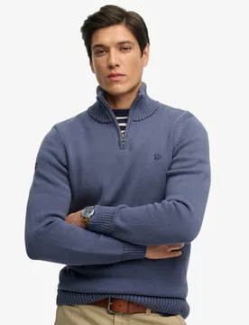 Superdry Herren Baumwoll-strickpullover mit Reißverschluss Navy - Größe: M - 89.99 - FashionsVida