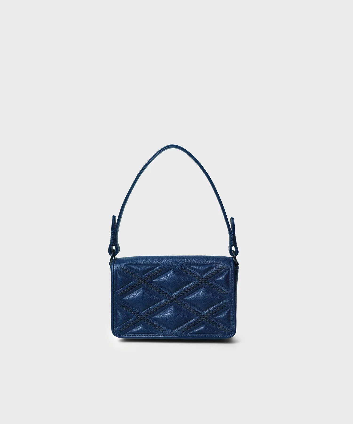 Mini Baguette Quilted Leather Blue - Callista - FashionsVida