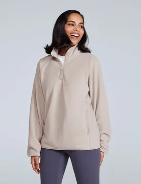 Stockholm Women's Half-Zip Fleece - Beige - Beige - Size: 18 - Animal - FashionsVida