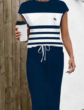 Conjunto de 2 piezas para mujer: Top texturizado y falda, para verano M - Shein - FashionsVida