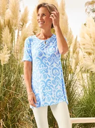 Longshirt Viskose-Jersey - Blau - female - Size: 40