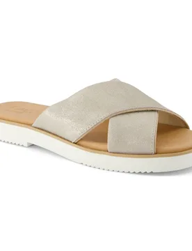 Mae Crossover Leather Womens Champagne Sandals - Beige - Size Uk 7 - TOMS - FashionsVida