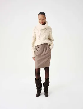 Wool Blend Cable Knit Relaxed Jumper Ivory female - M&S - FashionsVida