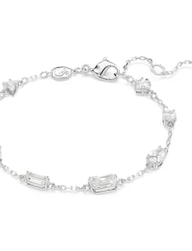 Braccialetto Mesmera, Taglio misto, Design sparpagliato, Bianco, Placcato rodio OS - Swarovski - FashionsVida