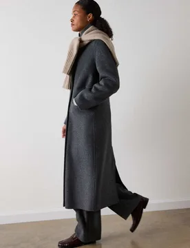 Double Faced Wool Rich Longline Coat Grey female - Whistles - FashionsVida