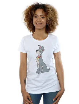 Women's Lady & The Tramp Spaghetti Heart Cotton T-Shirt in White Size: Large - White - Size: L - Disney - FashionsVida