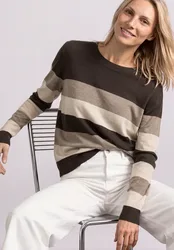 Pullover mit Rundhals und Streifen female Braun