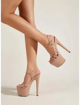 Luxury Woman Sandals Platform Pumps PU 17CM Thin Heels Summer Buckle Strap One Character Strip Women's Heeled Shoes - Aliexpress - FashionsVida