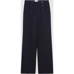 Pantalón recto de mujer liso con botones