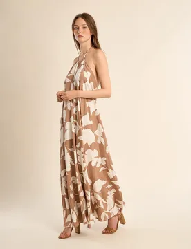 Vestido largo halter con estampado - Molly Bracken - FashionsVida