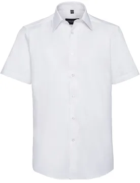 Collection Mens Oxford Easy-Care Tailored Short-Sleeved Shirt (White) - Size 19.5 Inch - Russell athletic - FashionsVida