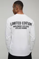 Herren Langarm-Oberteil In Regulärer Passform, Limitierte Auflage White Größe Small