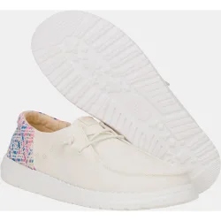 Zapato de cordones de mujer en tejido y detalles bordados