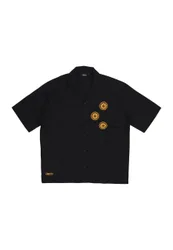 Camicia Manica Corta Uomo Asso Di Denari - Outline Shirt Black