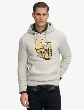 Superdry Men's Vintage Travel Hoodie Hellgrau - Größe: Xxl - 89.99 - FashionsVida