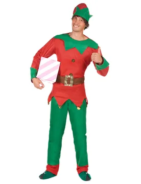 Elfen-Kostüm für Herren weihnachtliche-Verkleidung grün-rot - male - KARNEVAL-MEGASTORE - FashionsVida