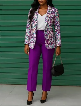 Elegant Two Piece Set for Women Slim Print Blazer High Waist Ankle-Length Pants African Female Office Ladies Business Suit New - Aliexpress - FashionsVida