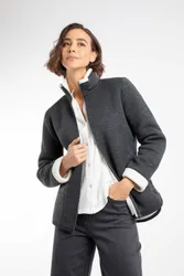 Women's Campbell Faux Shearling Bonded Full Zip Fleece in Charcoal Size: 10 - Charcoal - Size: 10