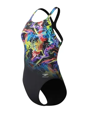 Fl Placement Printed Powerback Swimsuit Static Volta / Anthracite UK 36 Women - Speedo - FashionsVida