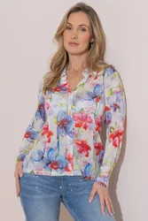 Women's Floral Mesh Blouse Size: 22 - Multicolor - Size: 22