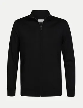 Full-Zip Strickjacke aus Wolle Schwarz XL - Profuomo - FashionsVida